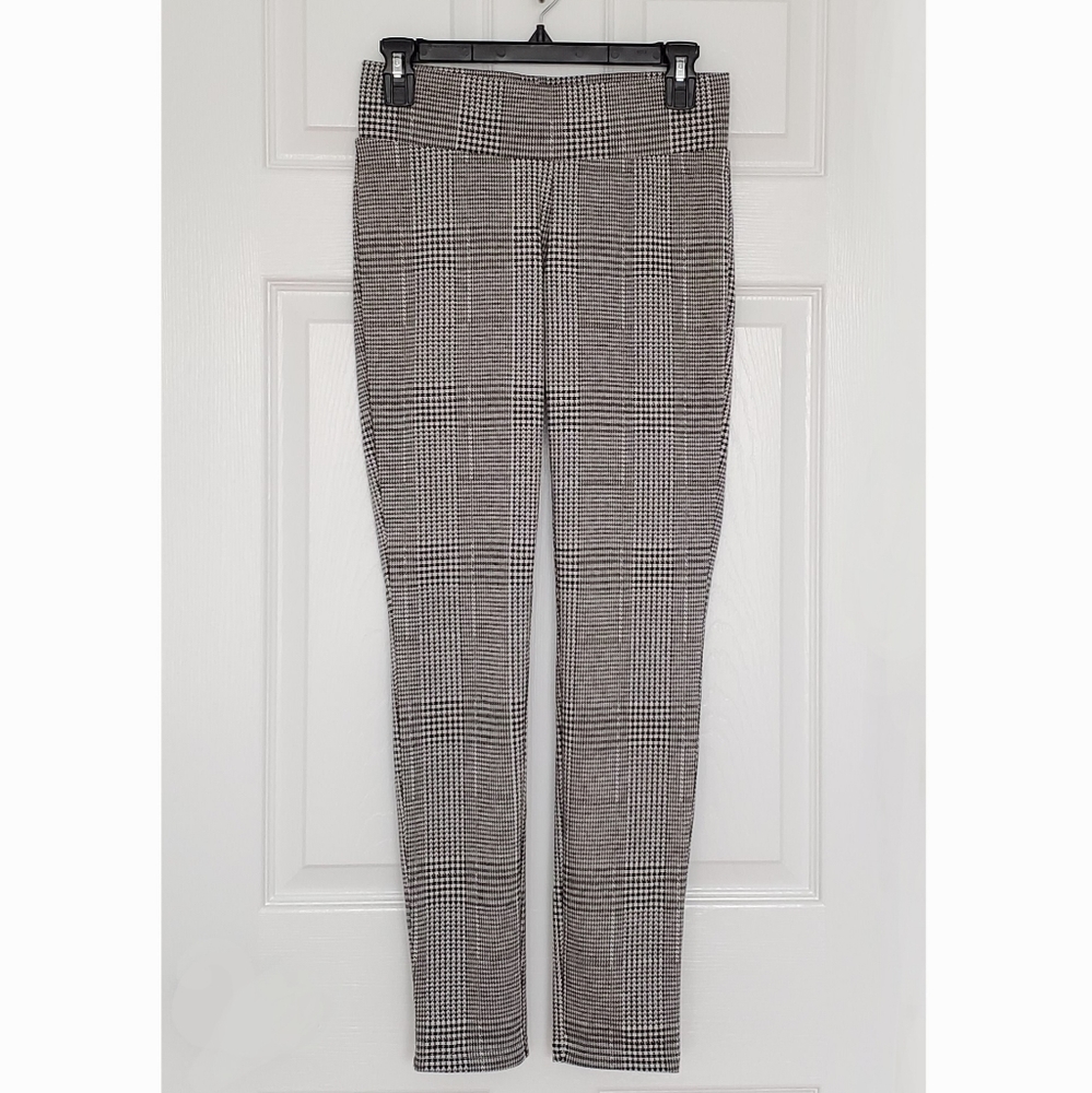 Me Moi NWT Black & White Pants Pull-Up Trouser Skinny Fit Plaid Legging